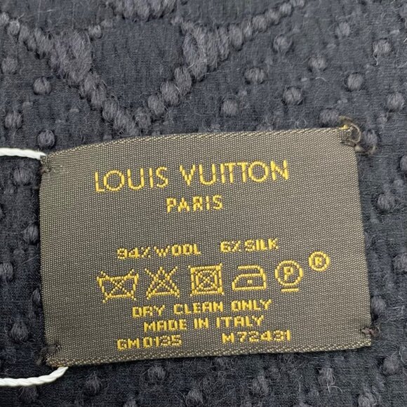 Louis Vuitton Dark Gray Logo Monogram Wool Fringe Scarf - Picture 7 of 8